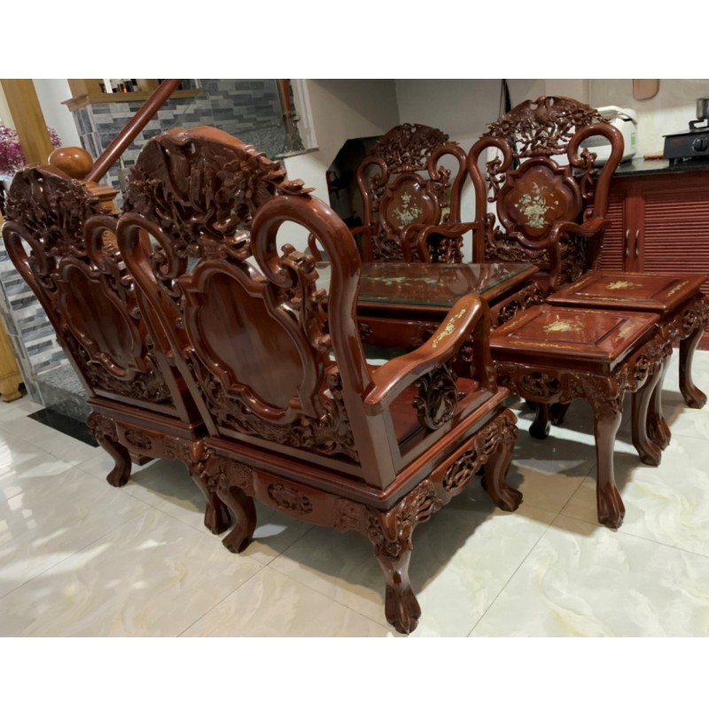 Bộ bàn ghế thái phượng gỗ nghiến – Thu mua thanh lý bàn ghế gỗ xưa