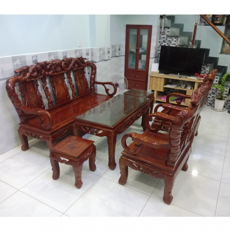 Bộ bàn ghế trúc gỗ đỏ 012