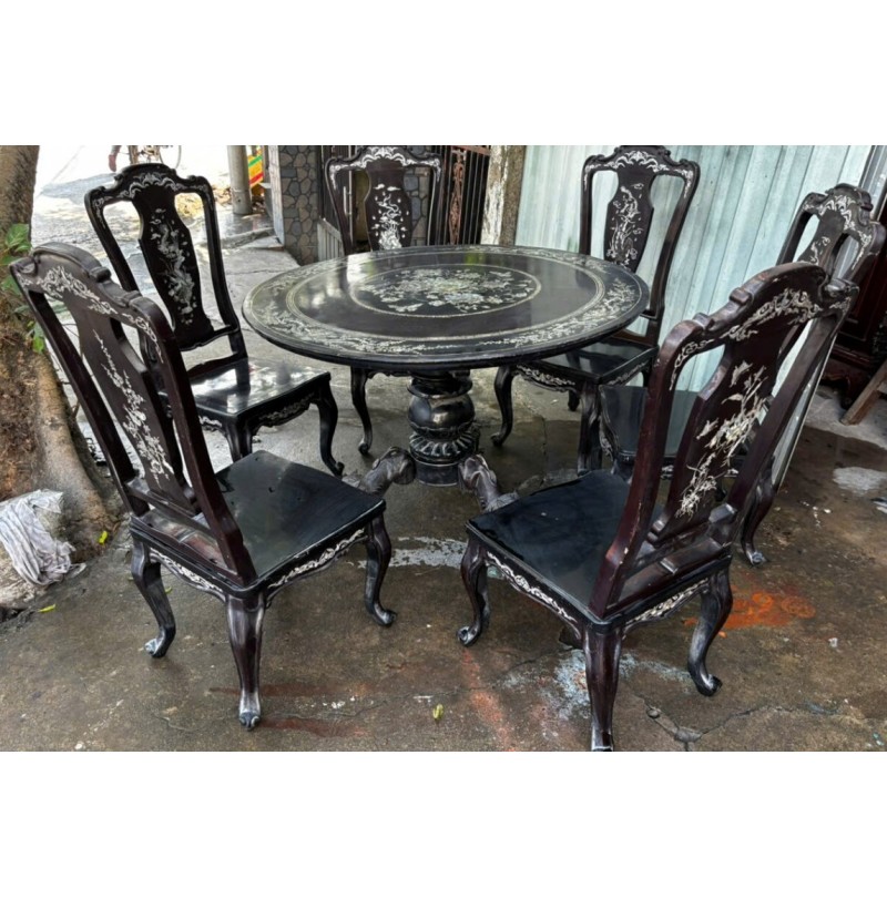 Bộ Bàn Ăn Sơn Mài 6 Ghế Hàng Thành Lễ Cao Cấp – Sang Trọng, Đẳng Cấp