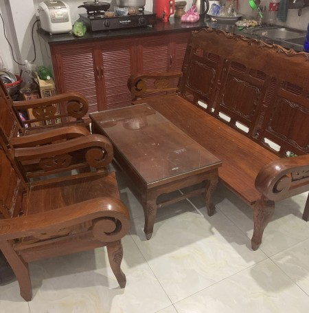 Bộ bàn ghế gỗ xưa tay cuốn