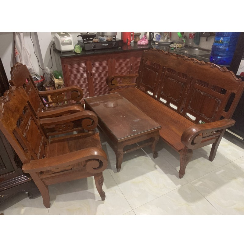Bộ bàn ghế gỗ xưa tay cuốn