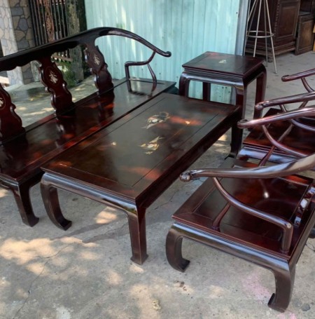 Bộ Bàn Ghế Minh Thúng Gỗ Gõ Mật Thanh Lý 