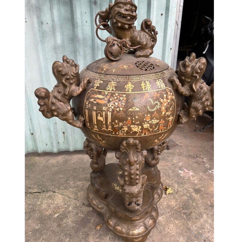 ​​​​​​​Đỉnh Đồng Khảm Tam Khí Cũ Thanh Lý Giá Rẻ